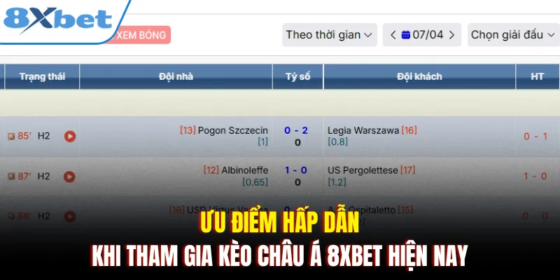 Ưu điểm hấp dẫn khi tham gia kèo châu Á 8xbet hiện nay